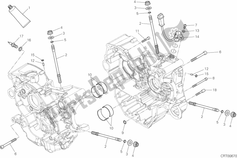 Todas as partes de 10a - Par De Meio Cárteres do Ducati Monster 821 Dark USA 2015